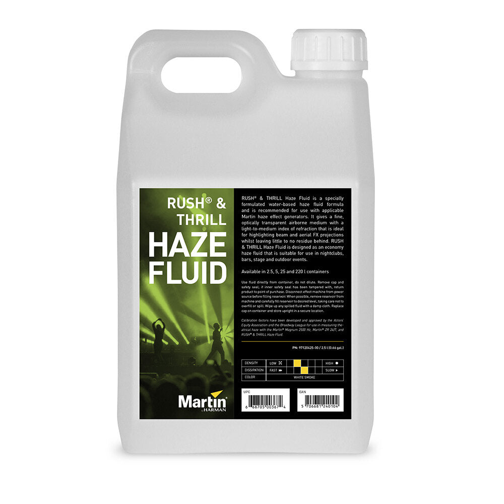 Martin / JEM RUSH and THRILL Haze Fluid (Roadie X and Compact , ZR25,35,45 , Magnum 2500hz , ZR 24/7 , Magnum Hazer , Techno Haze)