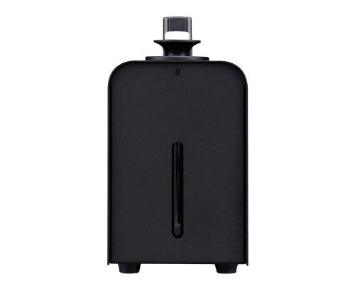 The Antari Antari SCN-600 Scent Machine by Antari is a black, rectangular device with a small round spout on top and a vertical translucent window in the center to display the liquid level. Featuring DMX-512 compatibility, it is ideal for integration into 4D theaters and immersive environments.