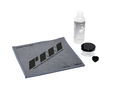 The PMI SmokeNINJA Bubble Kit 100ml includes a gray cloth with “PMI THE FUTURE OF PRECISION FOAM & MIST,” a white spray bottle with bubble nozzle, a small clear container with black lid, and a black cap, all on a white background.