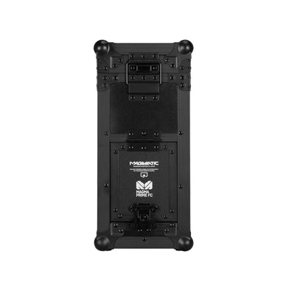 The Elation Magma Prime FC Flight Case (1412000018) is a black, rugged, rectangular case with reinforced corners, handles, ports on top and bottom, plus Magmatic and Range Finder FC labels—ideal for superior equipment protection.