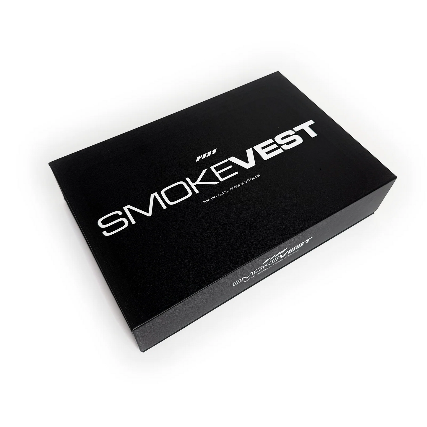 A black rectangular box labeled "SMOKEVEST" in bold white letters, featuring the PMI brand and product name "SmokeNINJA PRO/NINJA/GENIE PMI Smoke Vest," is displayed professionally on a white background.