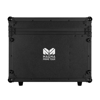 A durable black flight case with reinforced corners and the white Elation Magma Prime TOUR logo, designed for safely transporting and protecting your Elation - Magma Prime TOUR Hazer 1350W (1412000019) or similar equipment.