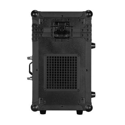 The Elation Magma Prime TOUR Hazer 1350W (1412000019) is a black, rectangular portable hazer with reinforced corners, side handle, front vented grille, DMX control features, and a top-mounted control panel by Elation.