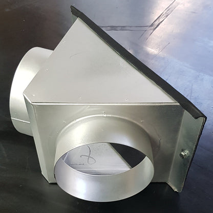 The HazeTech Ducting Adaptor for JEM Martin Glaciator X-Stream or Original Glaciator features three cylindrical openings and a flat rectangular base, shown on a dark surface.